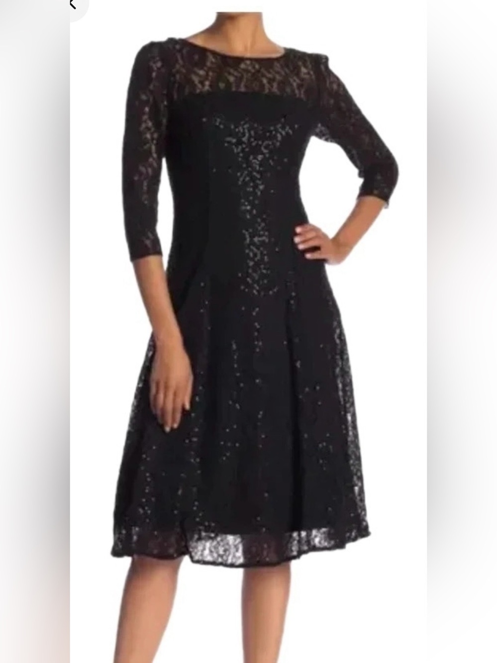 NWT Classy Black Lace Party Cocktail Dress, size 14, Fit & flare by SLNY